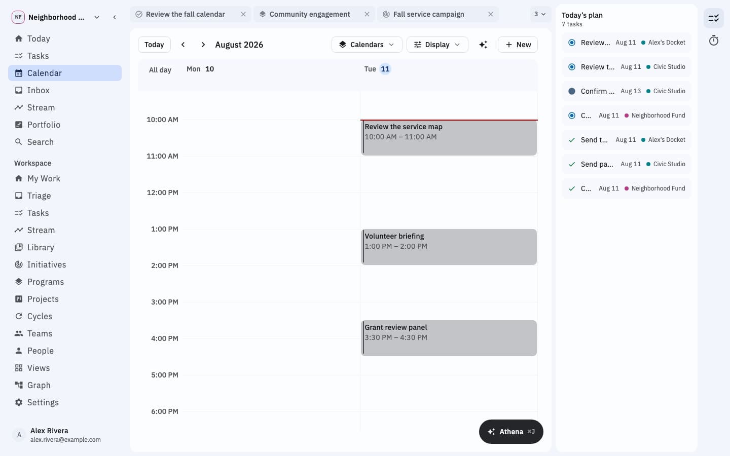 Place tasks on the calendar