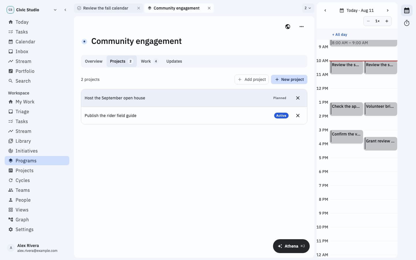 Group work into projects and programs